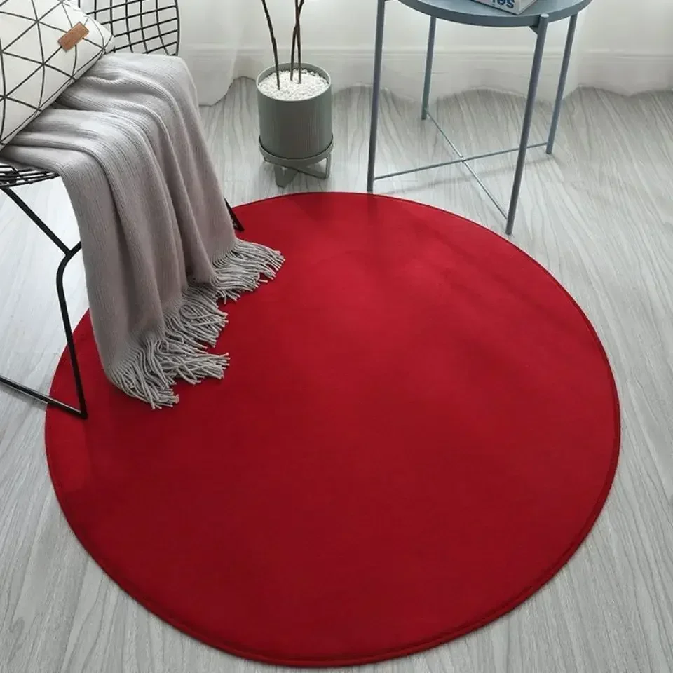 Nordic Style Round Carpet Living Room Coffee Table Children's Room Cute Solid Color Rug Computer Chair Hanging Basket Soft Mat