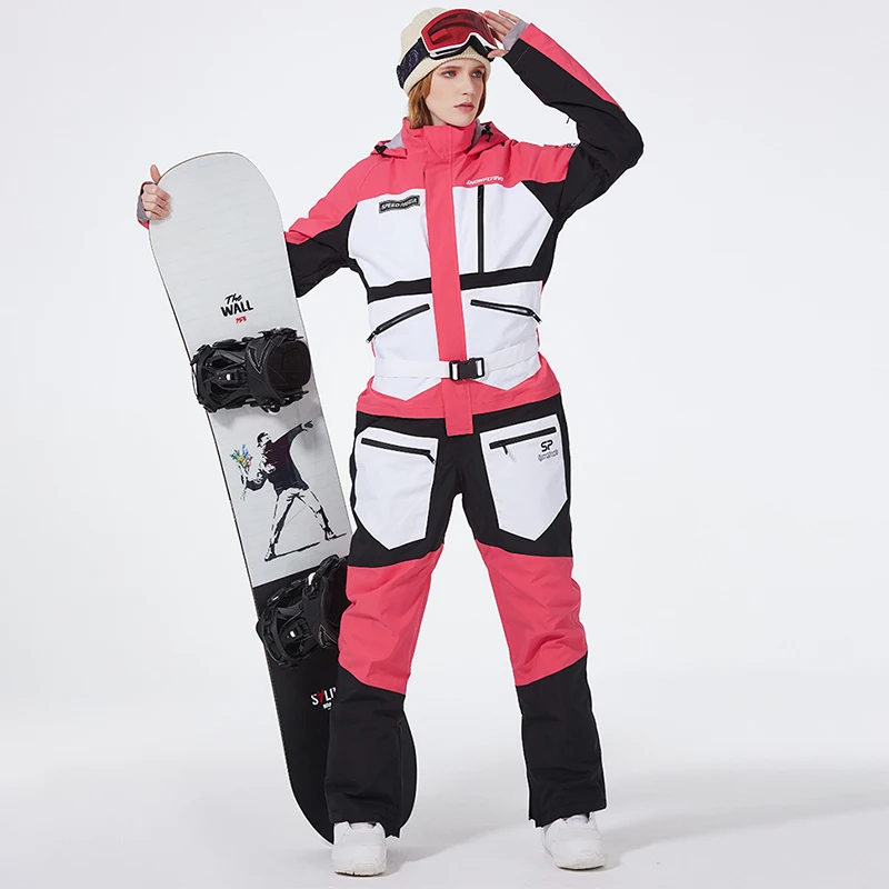 

Зимний теплый женский цельный зимний комбинезон с капюшоном, непромокаемая женская лыжная одежда, уличный горный женский комбинезон для сноуборда