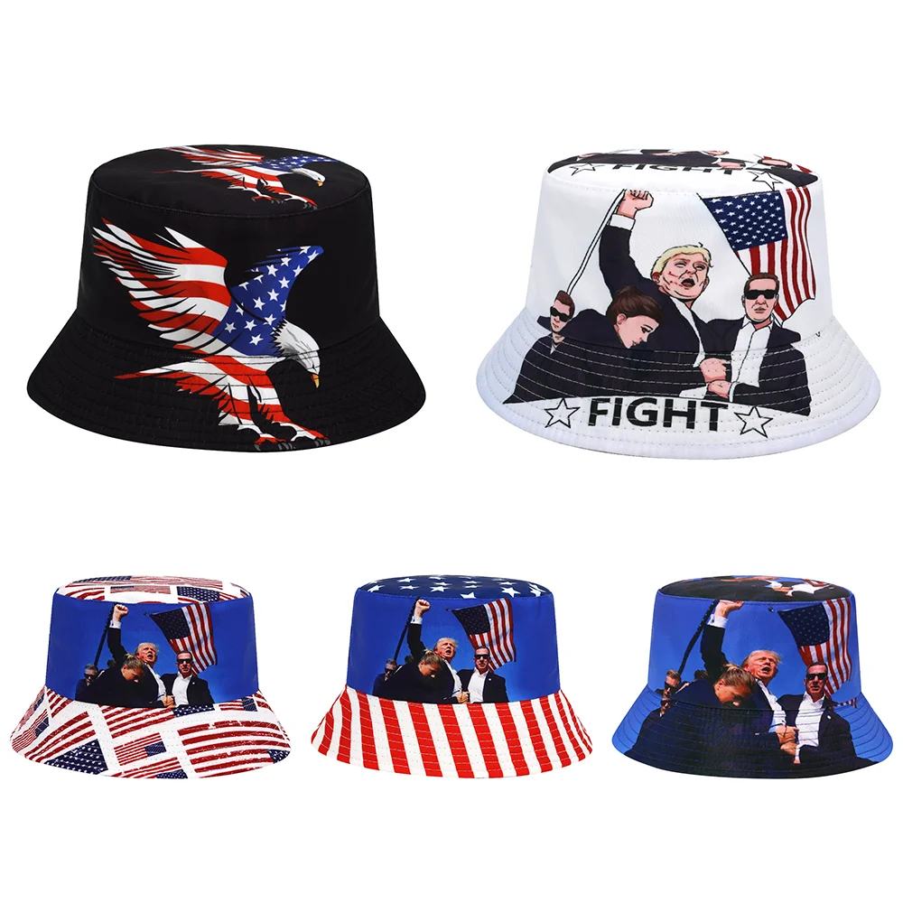 July 13th 2024 News Donald Trump American Flag Bucket Hat Unisex Summer Outdoor Sunscreen Panama Women Men Fisherman Hat Party