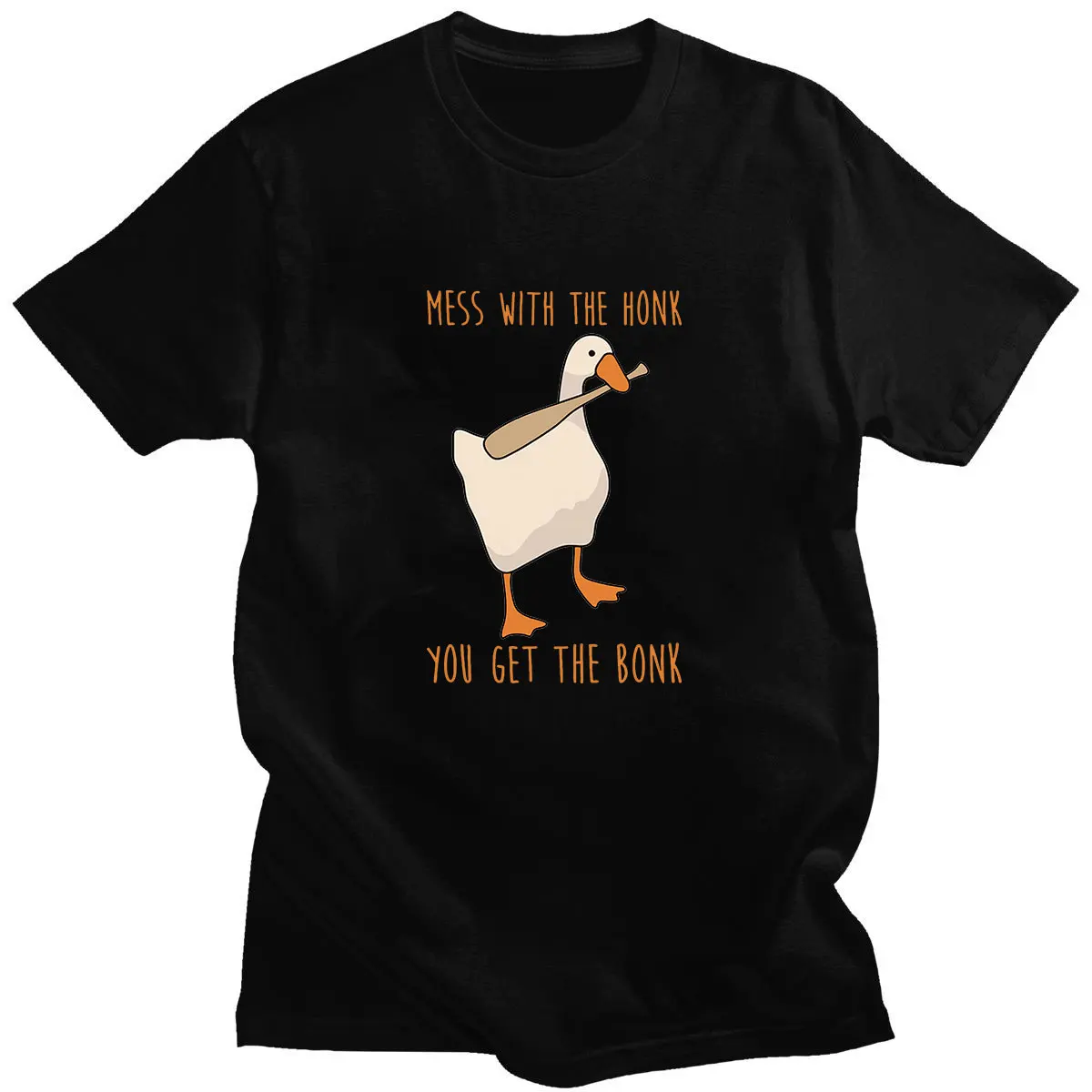 Untitled Goose Game Mess With The Honk You Get The Bonk Retro Sense Niche Fun Goose Tshirt Summer Cotton Men T-shirt Tees