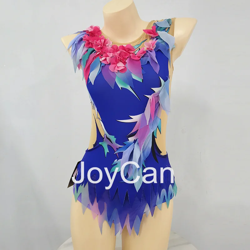 

JoyCan Rhthmic Gymnastics Leotards Girls Women Blue Spandex Elegant Dance Wear for Competitiion