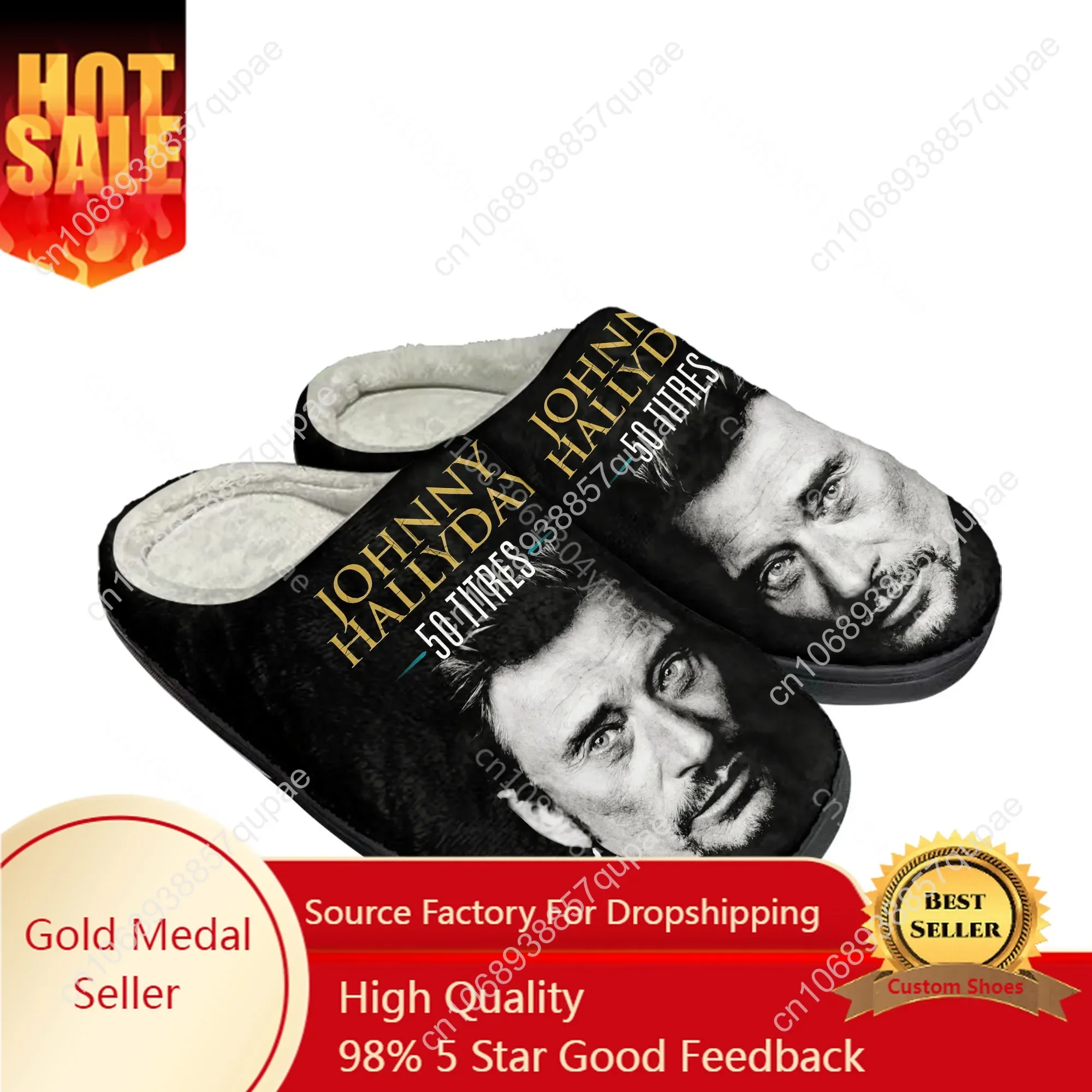 

Johnny Hallyday Rock Singer Home Cotton Custom Slippers Mens Women Sandals Plush Casual Keep Warm Shoes Non-Slip Thermal Slipper