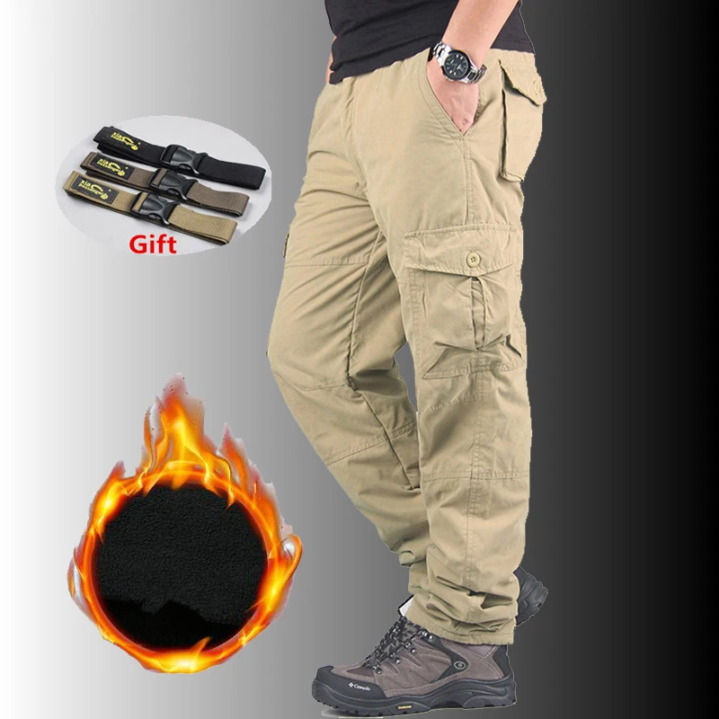 

Men's Winter Warm Fleece Cargo Pants Tactical Military Pants Thicken Casual Cotton Combat Bomber Working Trousers Plus Szie 3XL