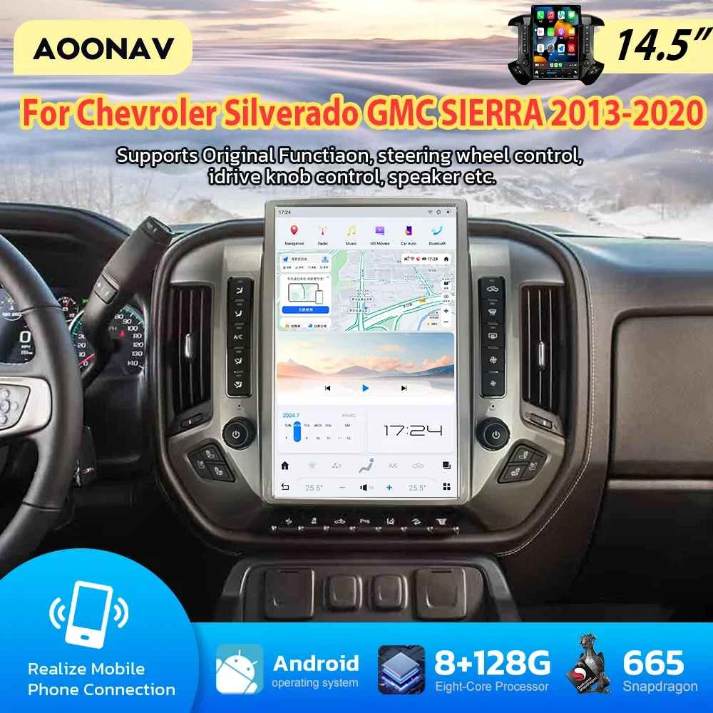 

Автомобильная стереомагнитола Qualcomm Android 13 для GMC SIERRA Chevroler Silverado 2013-2020 с GPS-навигацией, для воспроизведения искусственных животных, мультимедийный плеер