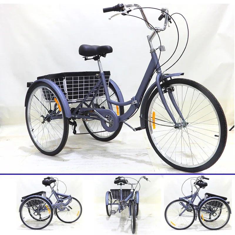 High Quality Tricycle 3 Wheels Trike Bicycle with Shopping Basket for Elderly Outdoor