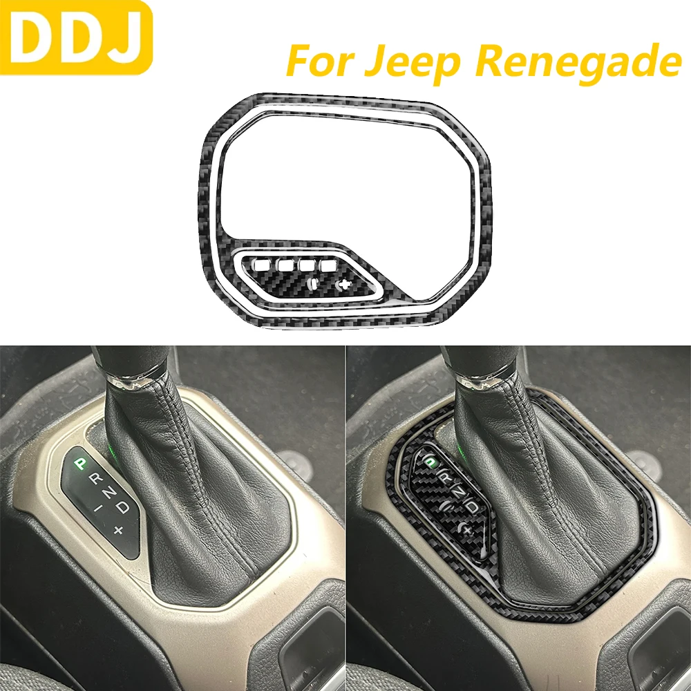 

For Jeep Renegade 2014-2023 Real Carbon Fiber Central Control Gear Shift Panel Cover Trim Set Car Accessories Decoration Sticker