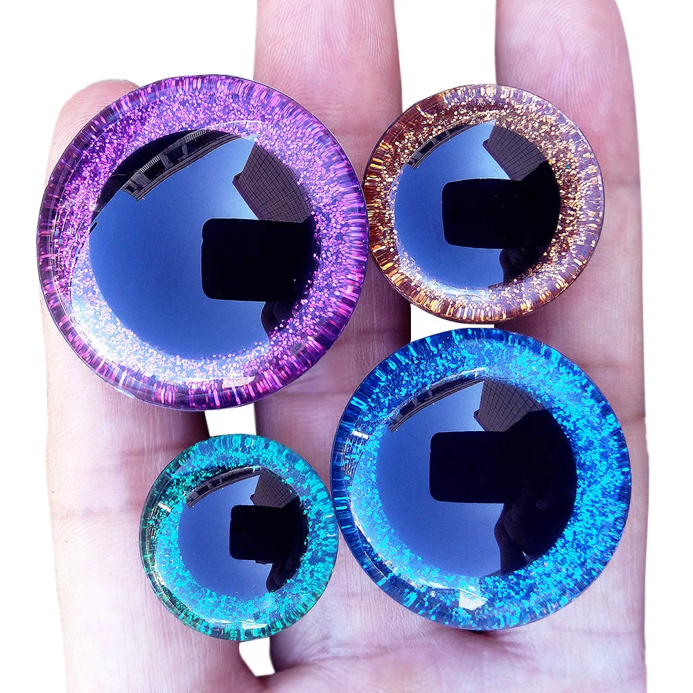 10Pcs Gemischte Farbe Puppe Zubehör 3D Augäpfel 9/12/14/16/18mm Flash Farbe Augen 1/3 1/4 1/6 1/8 1/12 Puppen Tier Augen DIY Spielzeug – Detail 2