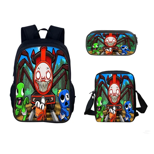 Imagen 2 del producto Choo Choo Charles Anime 3 unids/set mochila estudiante bolso de hombro de colegio niños Linda mochila de viaje regalo de cumpleaños para niños