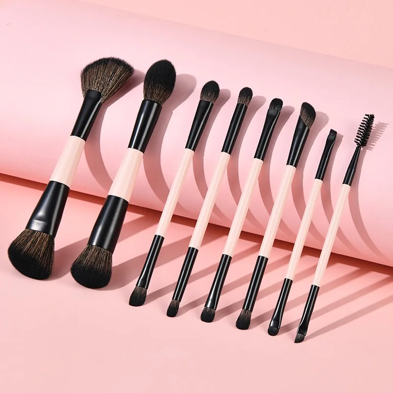 トラベルメイクブラシセット プロフェッショナル 8本入り ダブルヘッド化粧ブラシ ファンデーション ブラッシュ コンターキット