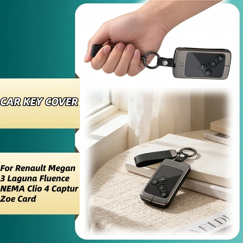 

For Renault Duster Captur Clio Logan Megane Koleos Scenic Nema Fluence Zoe Metal Car Key Case Cover Shell Fob Accessories