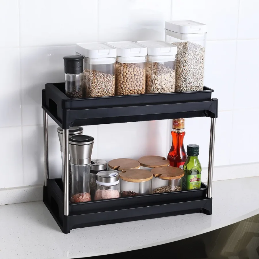 

Organizers and Storage cabinet organizers and storage pull out drawers 2 hooks Black