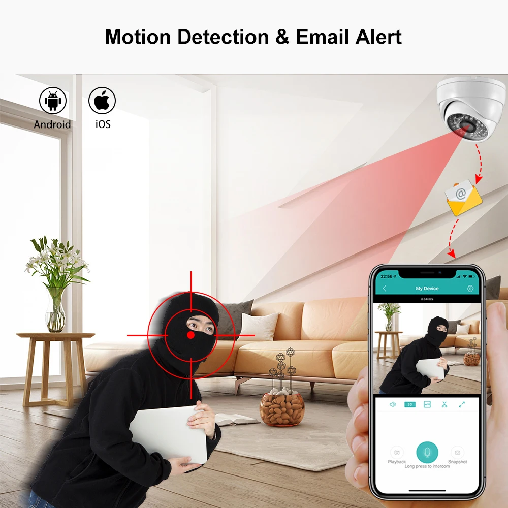 Gadinan 4K 8MP 2.8MM Wide Angle Video Surveillance Outdoor Waterproof Motion Detection IR-CUT 48 IR LED Web Video Camera H.265AI