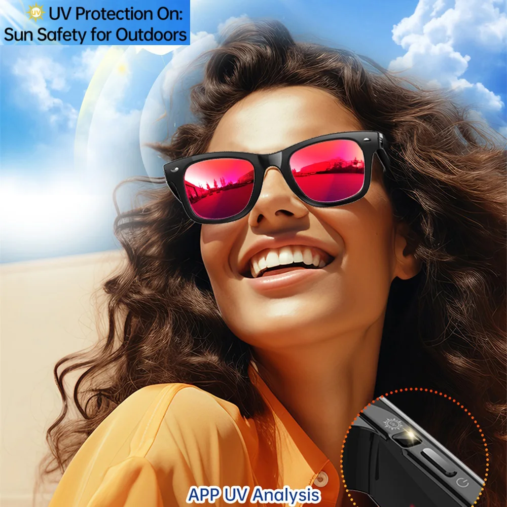 2025 Heart Rate Body Temperature Health AI Intelligent Glasses AI Translation UV Detection Sport Voice Assistant Call Sunglasses