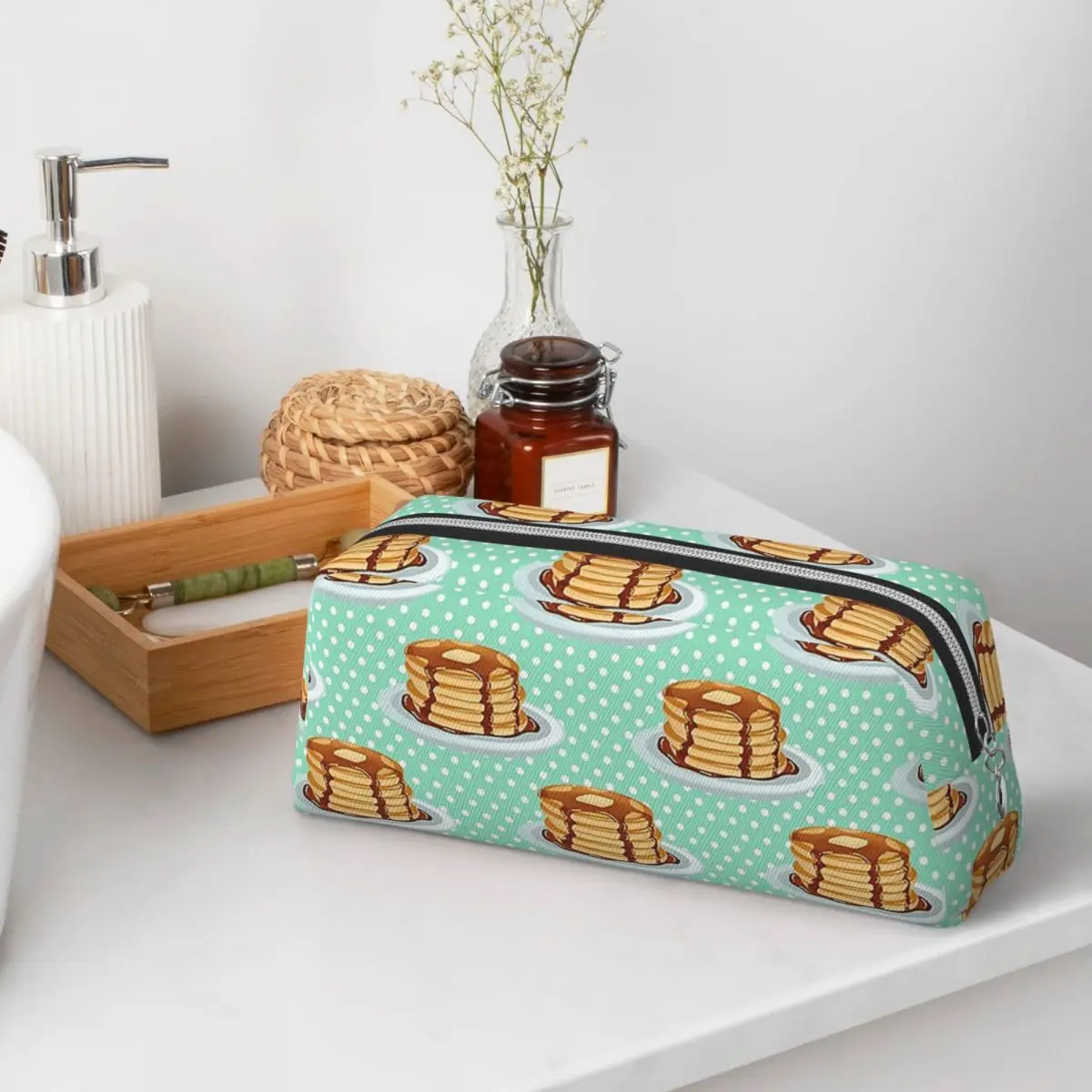 Pancakes With Maple Syrup Pattern Pencil Cases for Student Gifts Pen Box Pencil Bag Pencil Pouch Storage Stationery Supplies