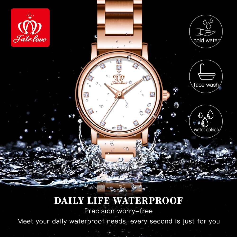 Fate Love 816 Quartz Watch for Women Waterproof Luminous Stainless Steel Womens Watches Set Diamonds Wristwatch reloj para mujer