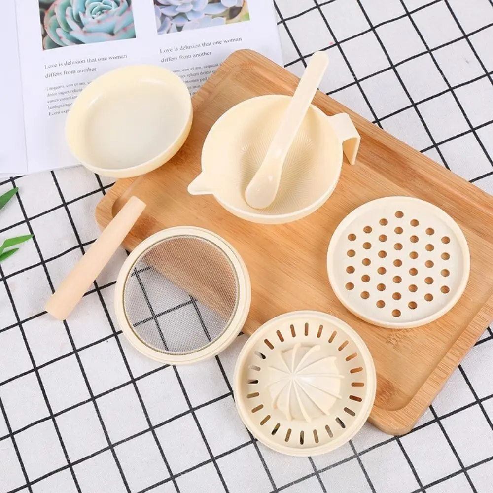7Pcs Portable Food Grinding Bowl Set Citrus Juicer Stackable Baby Manual Grinder Kit Food Grade Easy To Use