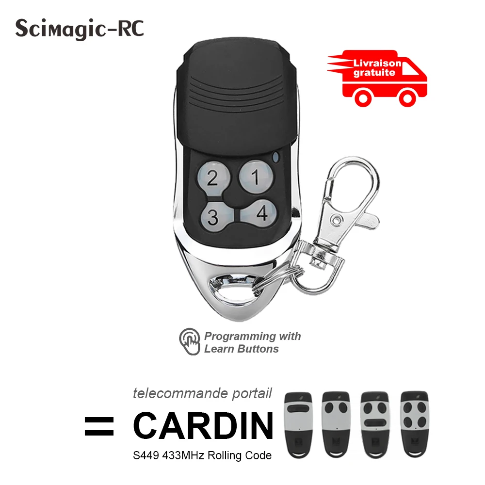 Cardin S449 QZ2 QZ4 Replace Remote Control Cardin S476-TX2/TX4 Remote Control Transmitter 433.92MHz Rolling Code Keychain