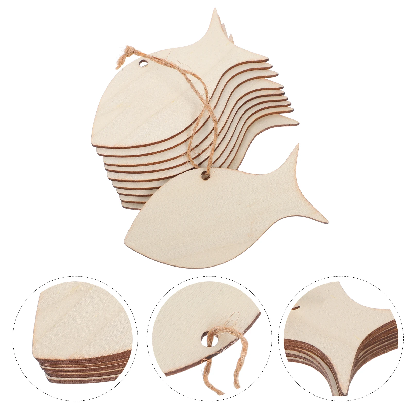 

50Pcs Wood Fish Shape Cutouts Unfinished for DIY Painting Rustic Nautical Hanging Ornaments Sea Animal Decor Marine Animal Decor