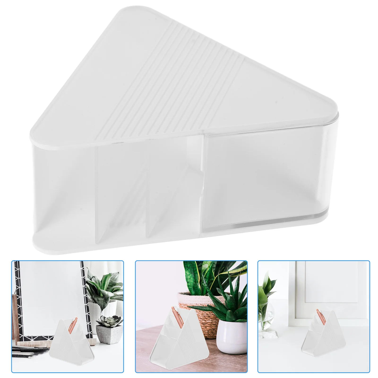 

Transparent Triangle Pen Holder ABS Desktop Organizer for Pens Pencils Makeup Brushes Toothbrushes Utensil Crock