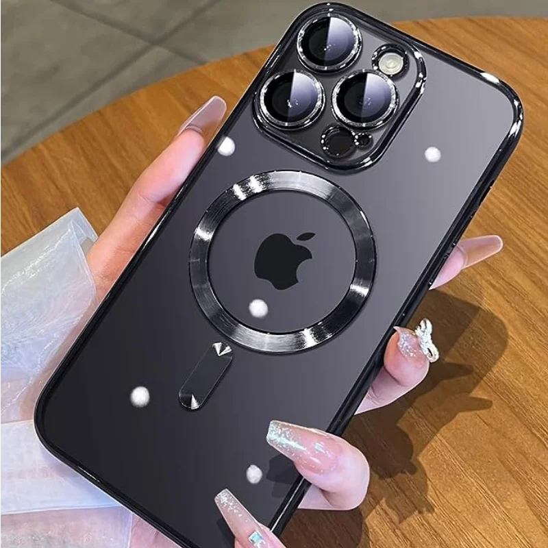 

High-Quality Electroplated Magnetic Absorption Phone Case with Compatibility, Wireless Charging, Includes Lens Film Protector