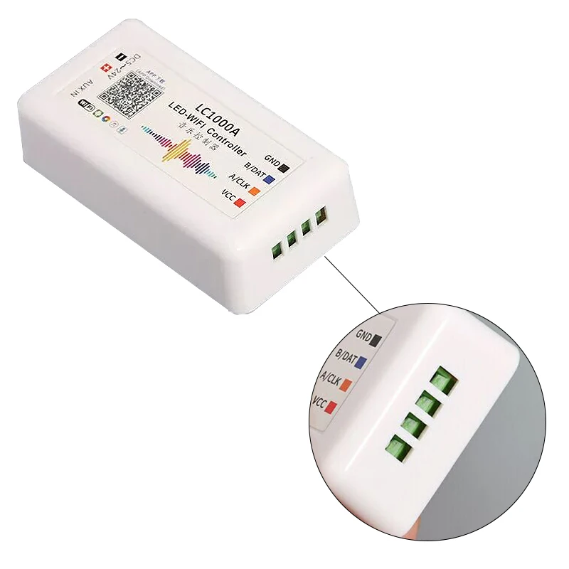 WiFi LC1000A Controller DC 5V 12V 24V 1024 Pixel Smart Music Spectrum SPI Dimmer per WS2811 WS2812B RGB LED Digital Pixel Strip