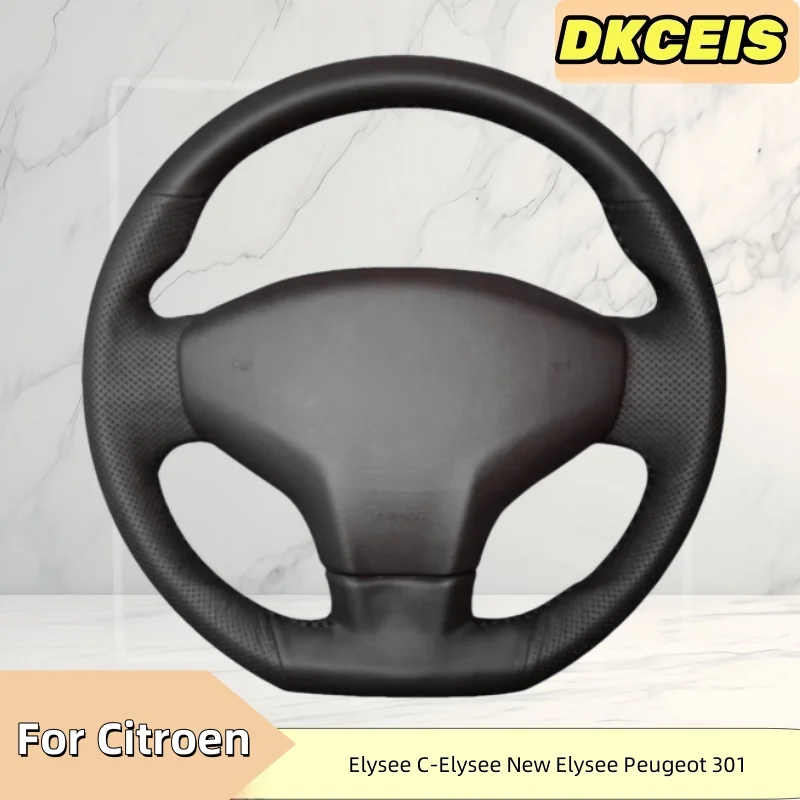 Car Steering Wheel Cover Faux Leather Breathable For Citroen Elysee C-Elysee New Peugeot 301 Steering Wheel Braiding Cover