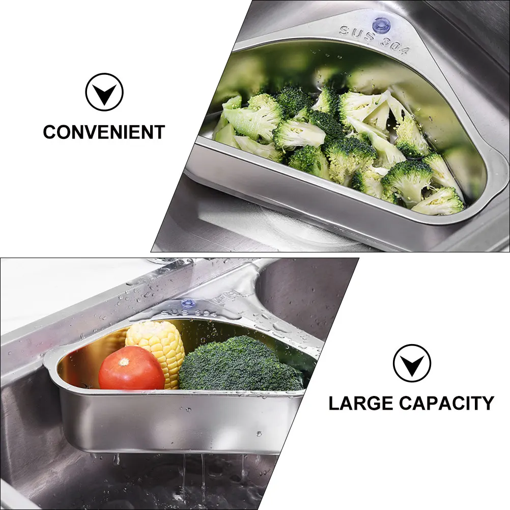 

Stainless Steel Sink Strainer Basket Multi Purpose Mesh Colander Drain Rackkitchen Storage Holder Practical Dish Rack Vegetable