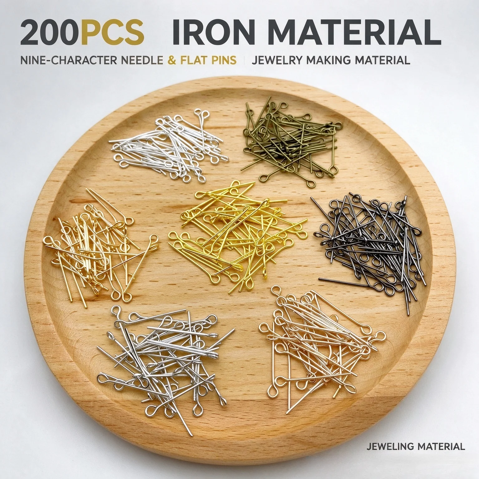 200pcs Iron Material Nine-character Needle and Flat Pins jewelry Making Material DIY Jewelry Accessory Parts