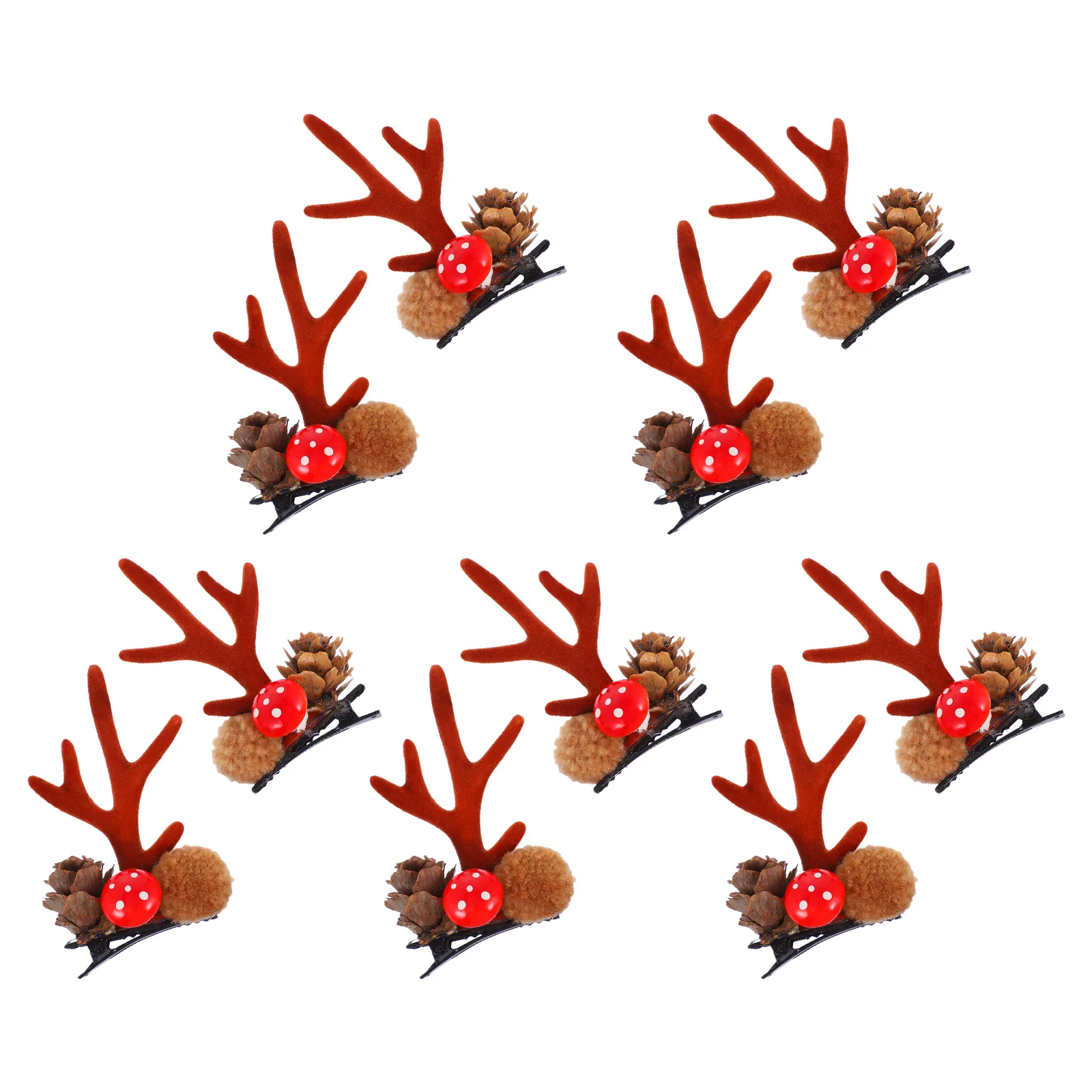 

10 Pcs Antler Hair Clip Christmas Reindeer Elk Fabric Holiday Hairpins Mini Horns Headpiece Gifts Kids Accessories