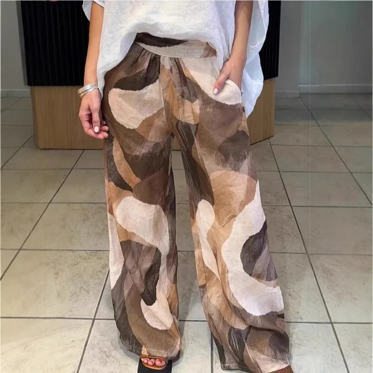 

Ladies Casual Tight-loose Trousers 2025 Spring Summer Fashion New Personalized Printed Loose Women's Streetwear Wide-leg Pants