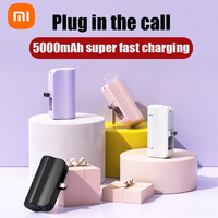 Xiaomi Mini 5000mAh Power Bank Built Cable Portable Mobile Phone Charger External Battery Capsule Powerbank For Type-C iPhone