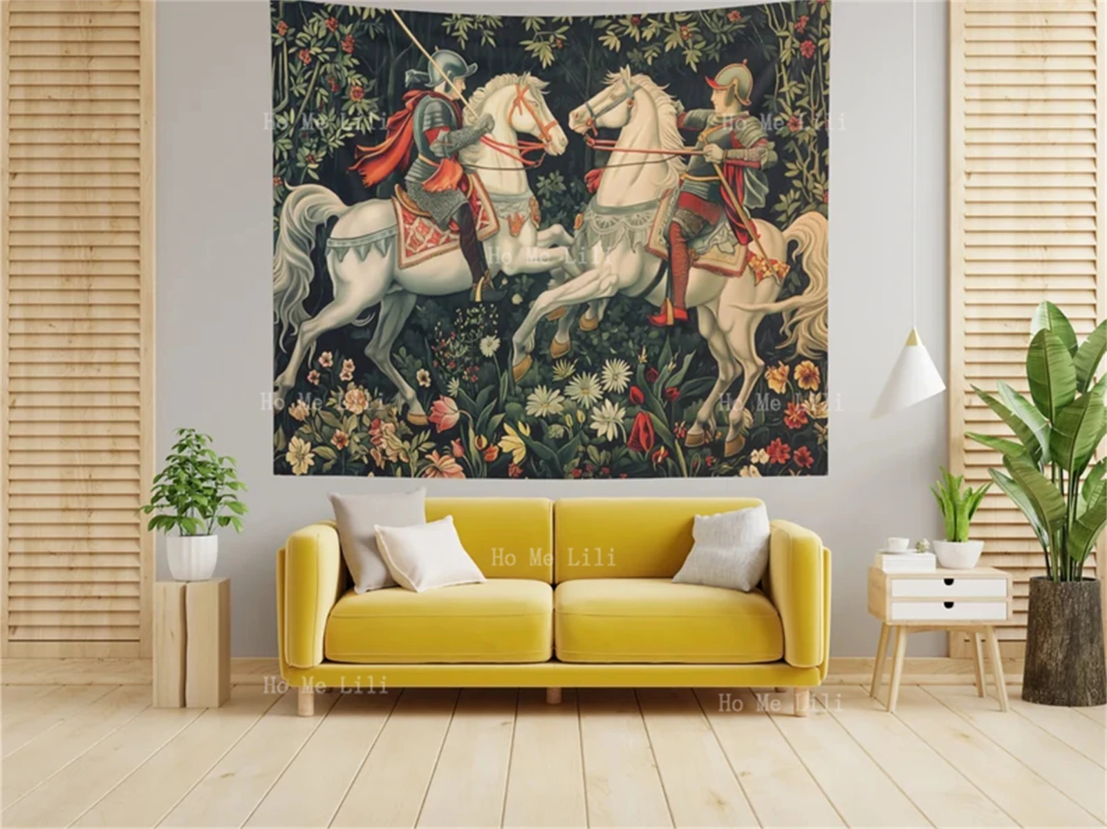 Medieval Wall Hanging Lancelot Knight Vintage Tapestry Aesthetic