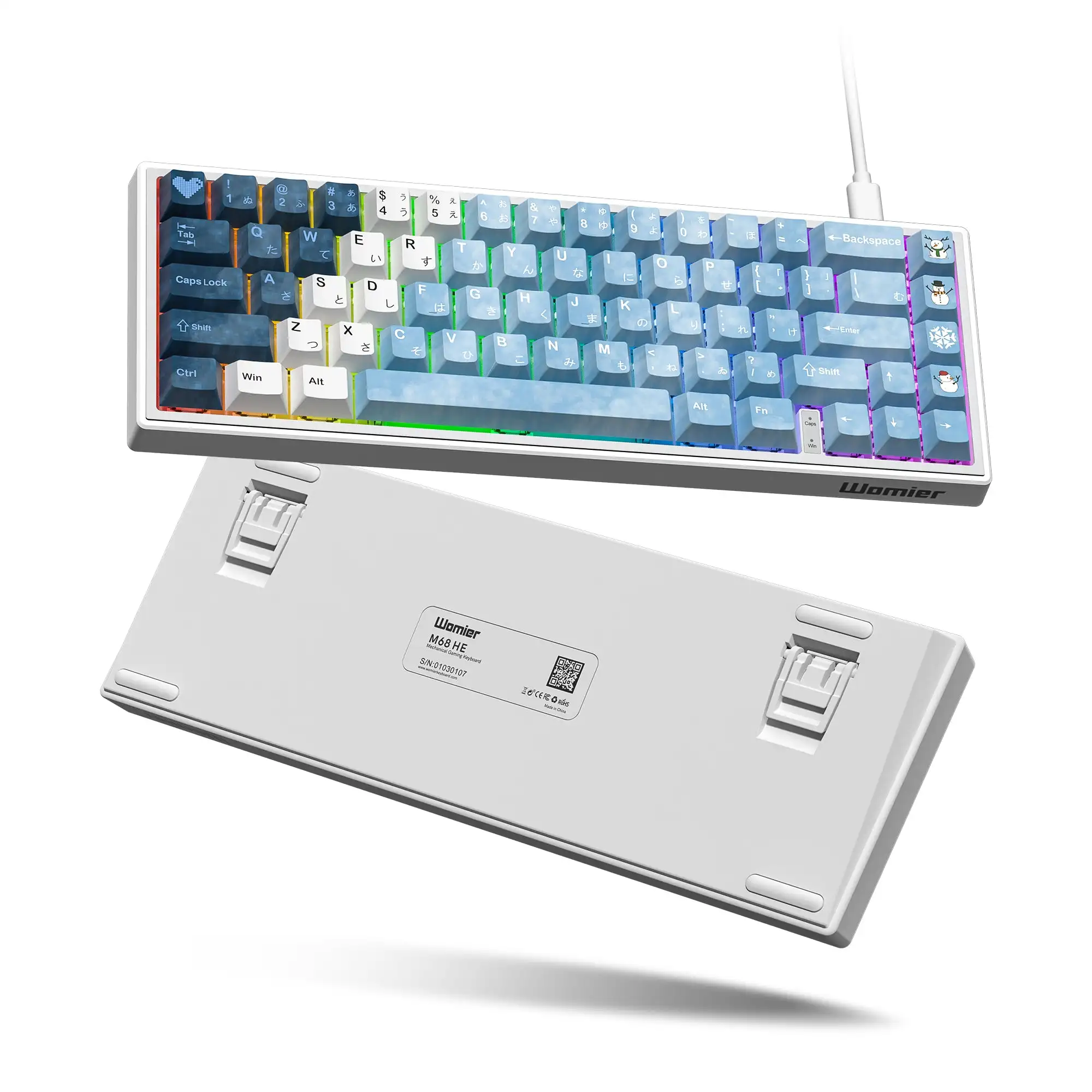 Womier M68 HE V2 Snowman Magnetic Switch Web Drive RGB Wired Keyboard Rapid Trigger Hall Effect Mechanical Keyboard for Mac Win