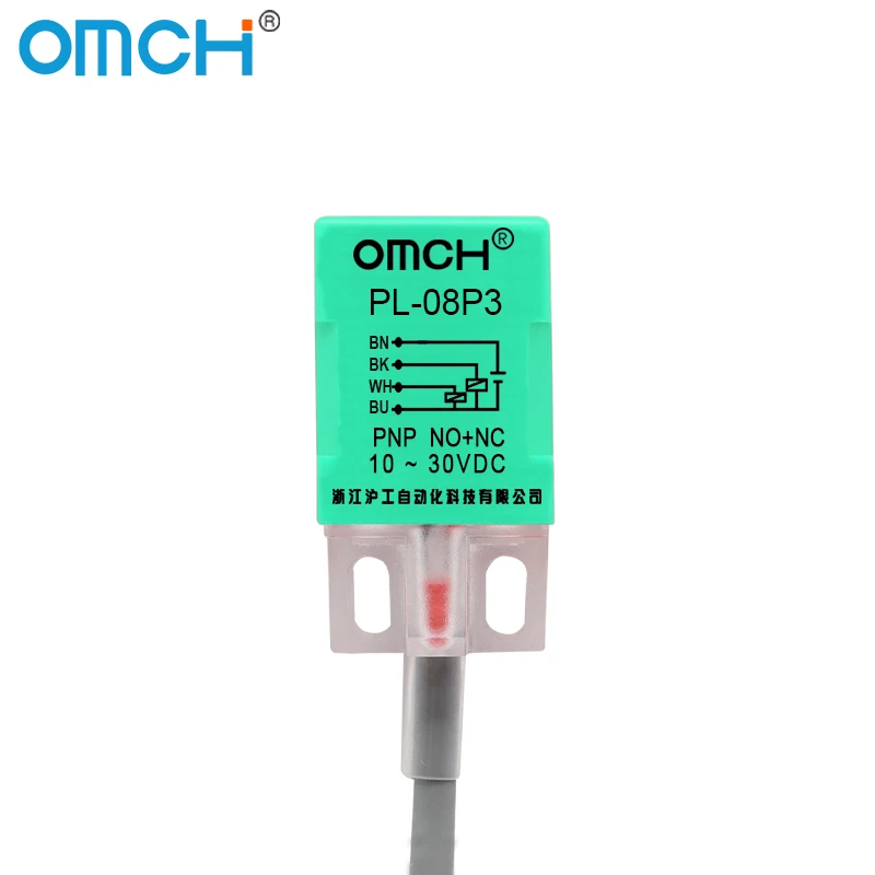 OMCH PNP NO/NC PL-05P/08P Sensor de proximidad inductivo interruptor de acercamiento cuadrado Detector sonda de nivel de cama distancia de detección 5/8mm