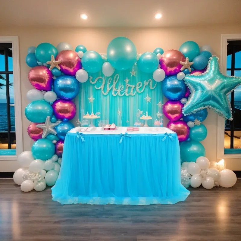 بلون التنانير الجدول عيد ميلاد تول الجدول التفاف حفل زفاف توتو TableSkirt استحمام الطفل الجنس تكشف ديكور المنزل الطرف #2