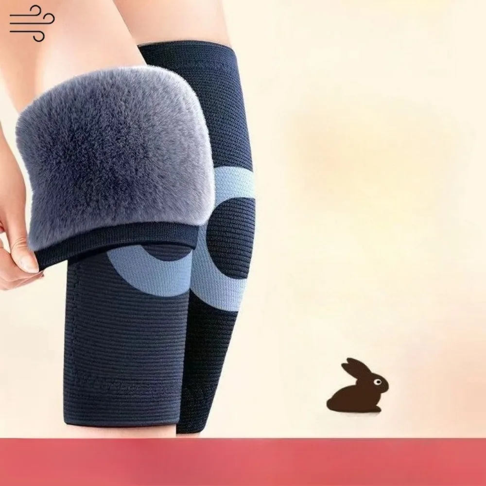 Warm Knee Pads with Thickened Rabbit Fur for Men and Women, Suitable for Autumn and Winter Cycling To Protect Joints.