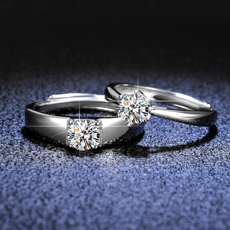 Resizable Luxury PT950 Platinum Rings for Men Women Round Brilliant Moissanite Diamond Rings Engagement Gift Lovers' Jewelry