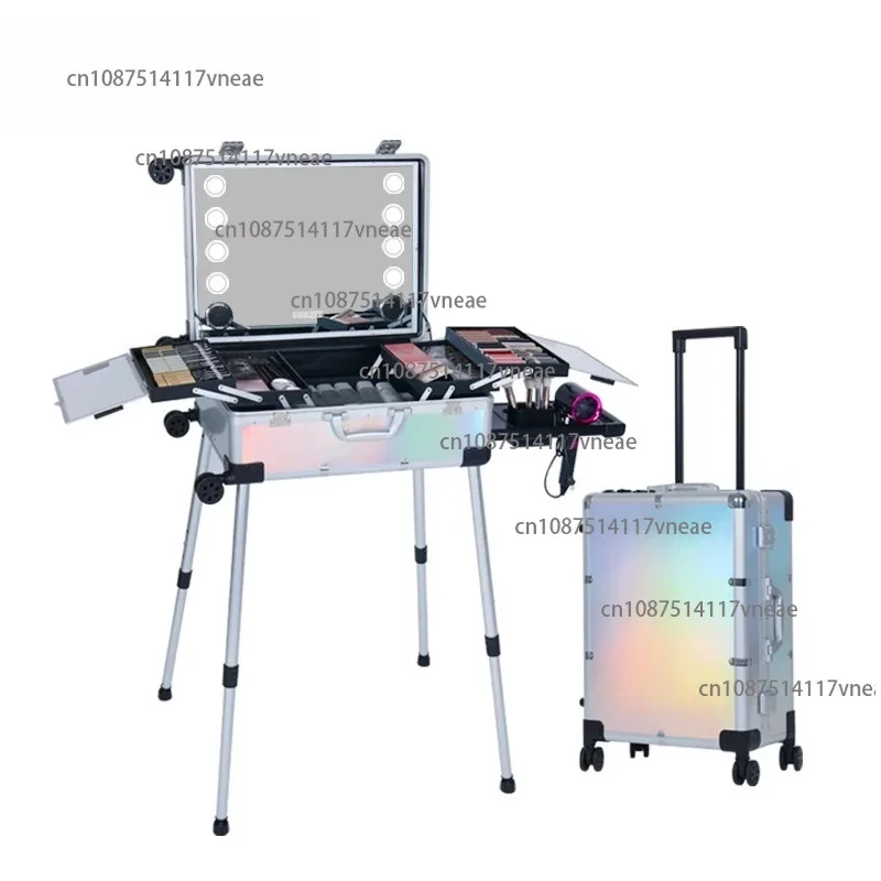 Professional Make-up case Professional Make-up Organizer Aluminum Alloy case With Lights and Mirror