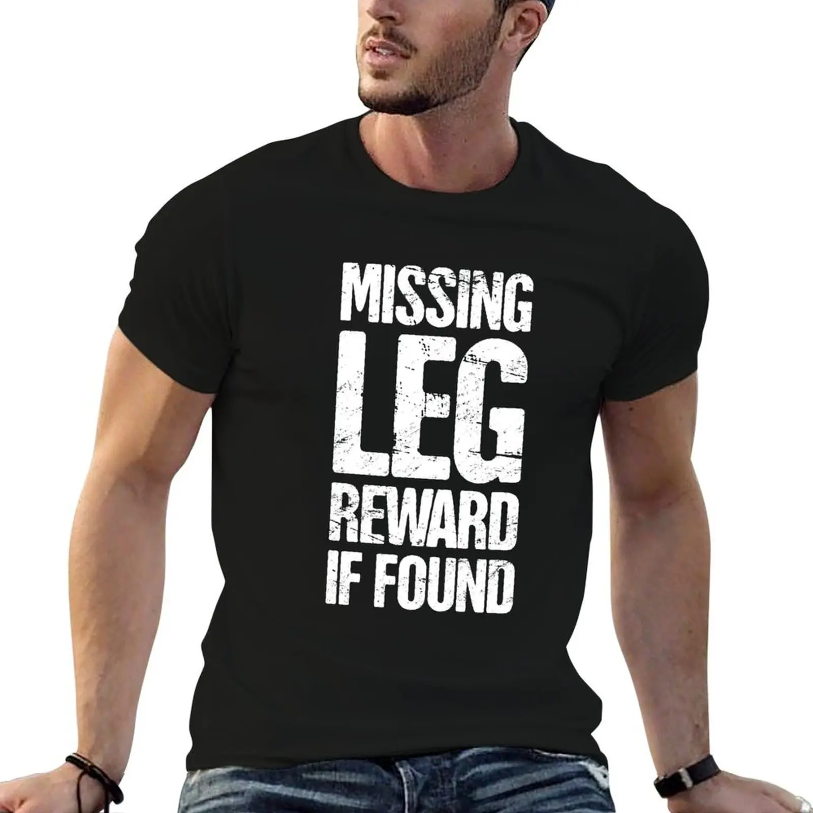 Funny Missing Or Amputated Leg Amputee T-Shirt anime figures graphic t shirts cotton t shirt men