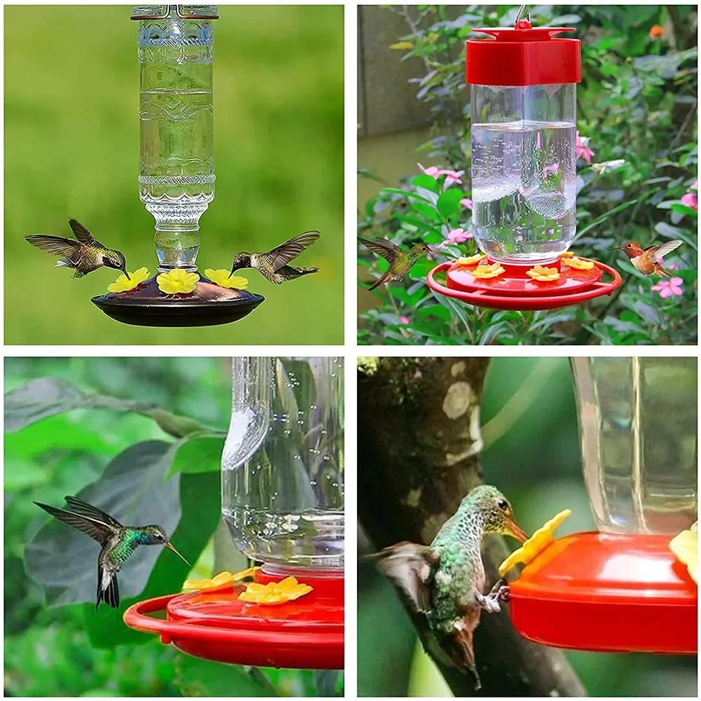 

20pcs Hummingbird Feeder Flower With Cleaning Brush Bird Feeder Replacement Flowers Yellow Feeder Part Wildlife Accessories