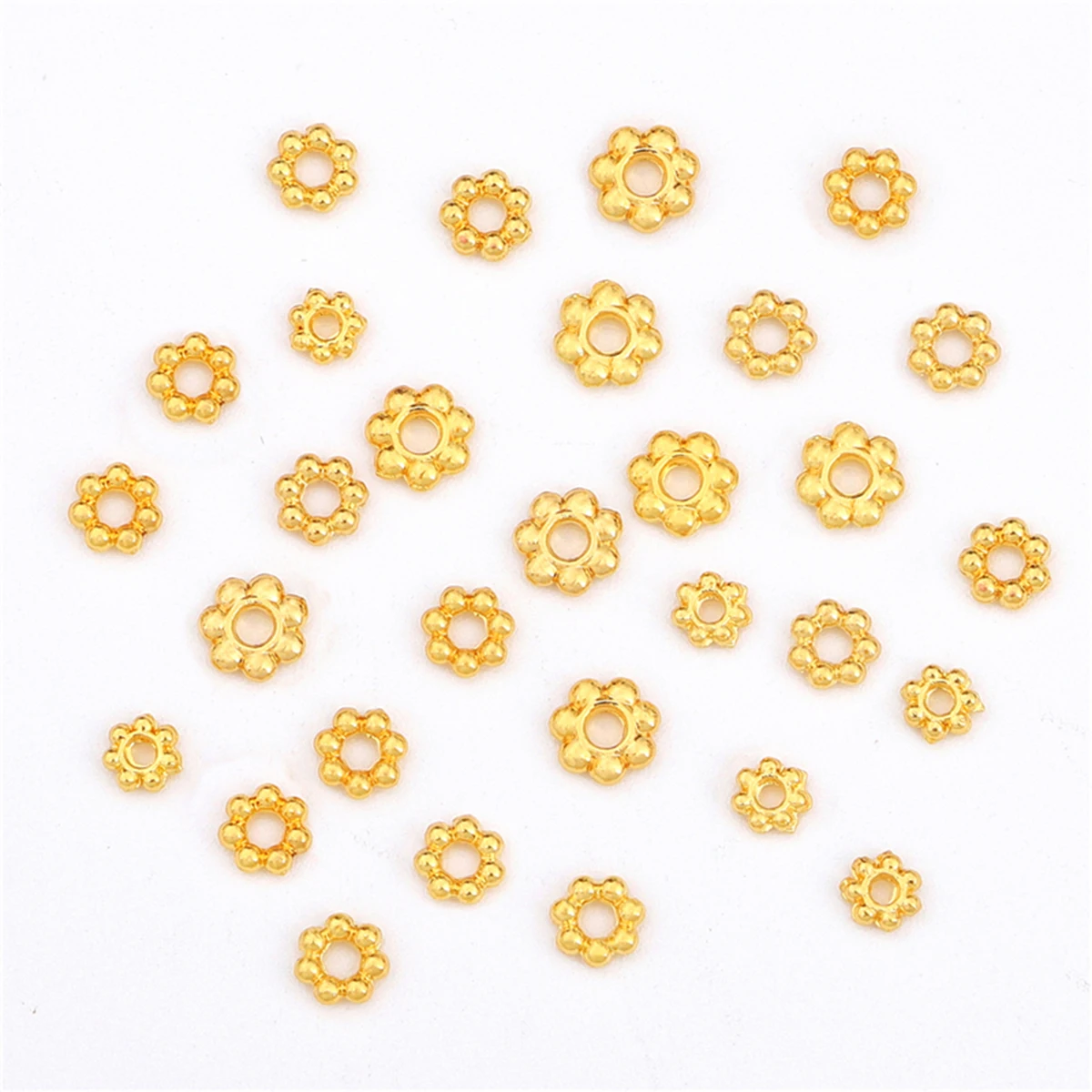 10/50pcs Alloy Daisy Snowflake Flower Spacer Beads Gold Plated Loose Bead Cap for DIY Needlework Jewelry Making Bracelet