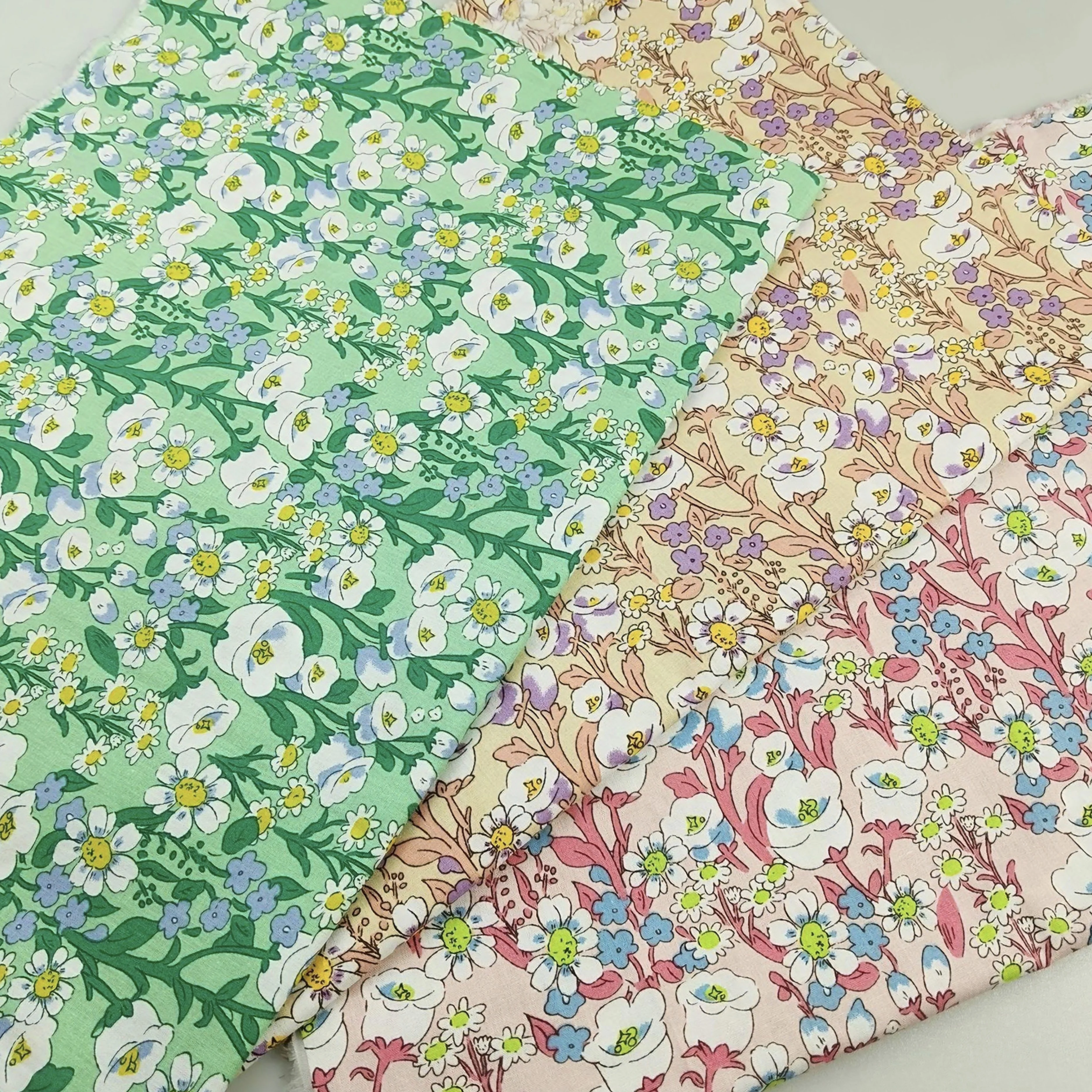 Multicoloured Trumpet Flower 100% Cotton Fabrics for DIY Fashion Children Dress Garment Design Exquisite Home Decoration
