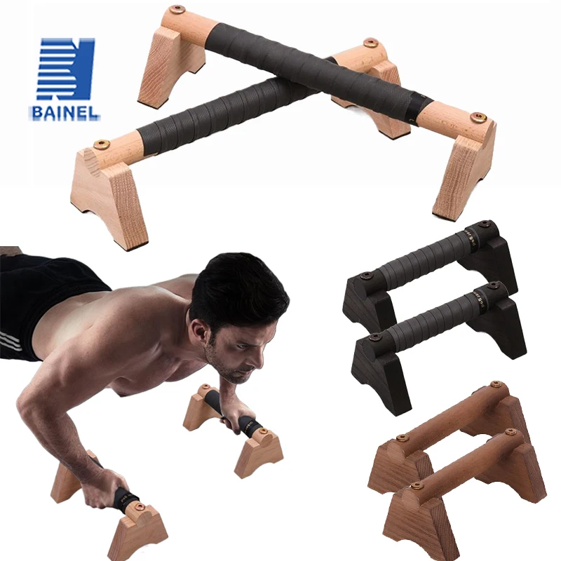 1Pair Wooden Push-up Stand Push Ups Rack Non Slip Parallel Rod Heavy Duty Push Up Grip Handle Push-up Bracket for Floor Workouts