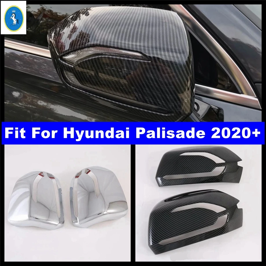 

ABS Auto Wing Case Door Rearview Mirror Cap Frame Cover Trim Accessories Shiny / Carbon Fiber For Hyundai Palisade 2020 - 2023