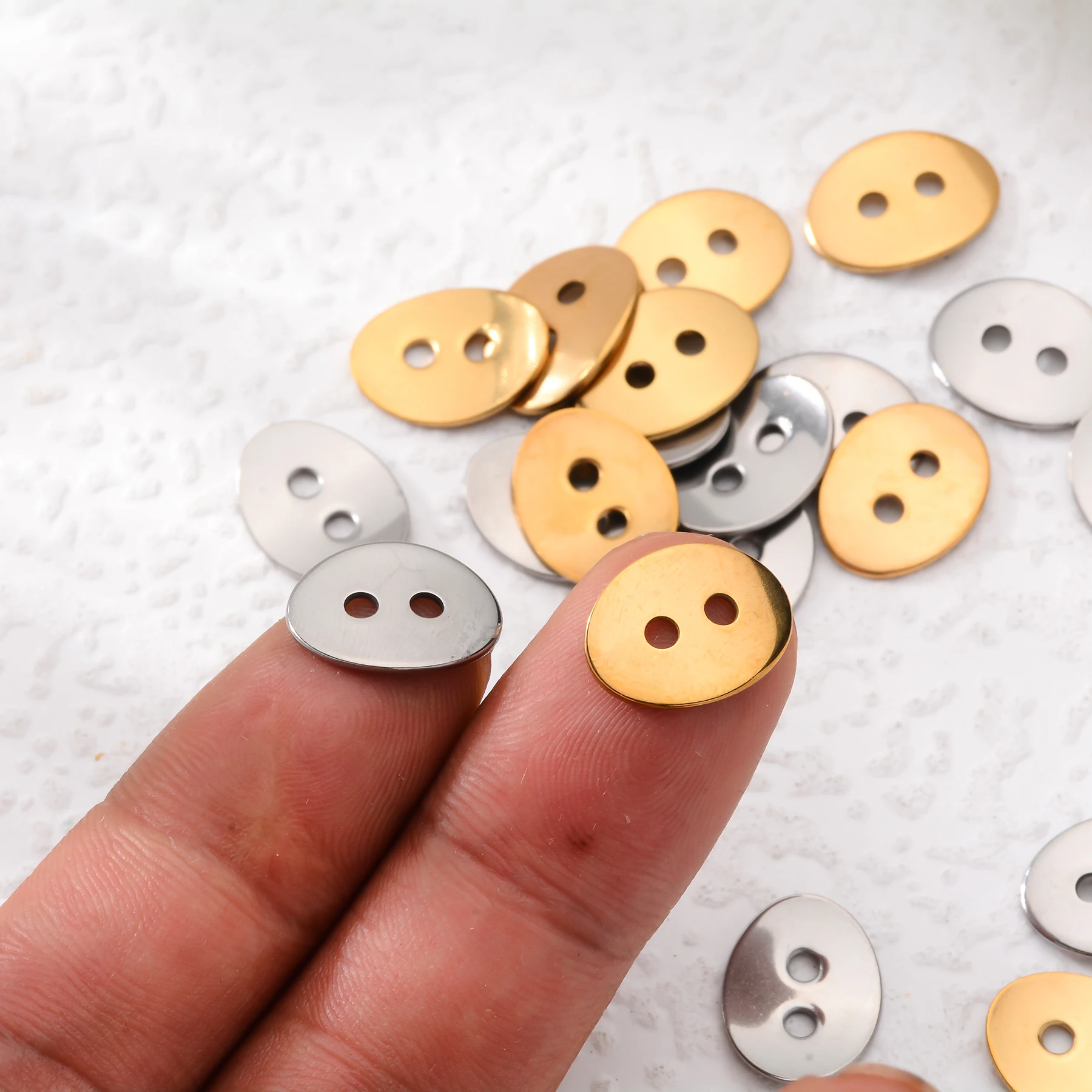 20 Stück Edelstahl-Armbandverschlüsse, Druckknöpfe für die Schmuckherstellung, Halsketten, Armreifverschlüsse, leere Stempelanhänger – Detail 7