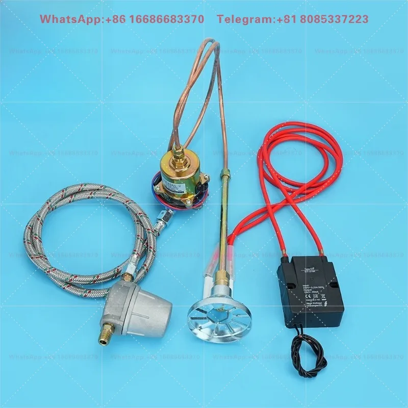 High Performance Fuel Burner Ignition System Kit, Includes Full Cone Nozzle, EM Pump, High Voltage  Flame Stabilizer Dish
