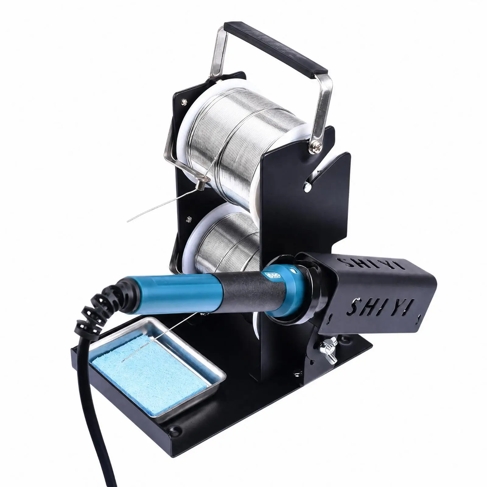Desk Solder Wire Rack Holder with Carry Grip for Smooth Feeding During Circuit Board Soldering and Craft Assembly Tasks