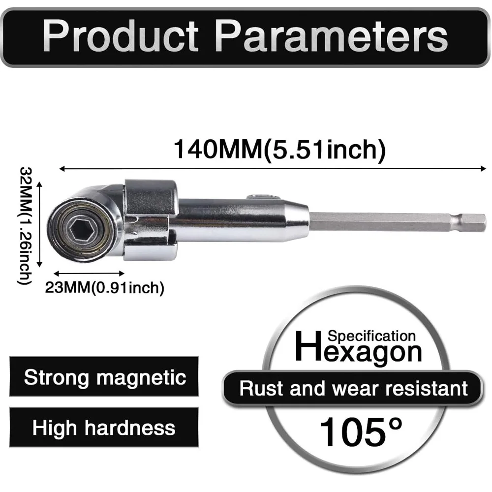 Right Angle Drill 105 Degree Right Angle Driver Angle Extension Power Screwdriver Drill Attachment 1/4inch Hex Bit Drill Bit