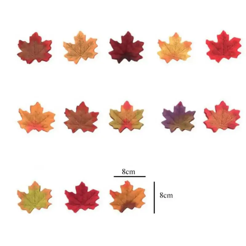 50Pcs Artificial Maple Leaves Wedding Party Props Autumn Fake Maple Leaf Multi Pattern Mixed Thanksgiving Christmas Decoration