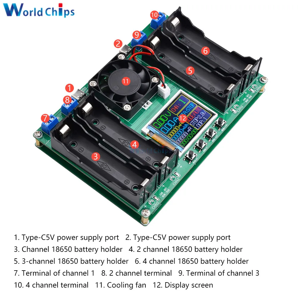 18650 Digital LCD Display Battery Capacity Tester Type-C Port XH-M240 XH-M239 Lithium Li-ion Battery Power Detector Module MAh